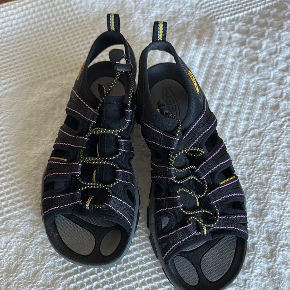 Keen Black Sandals with Yellow and Purple Accents